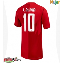 Camiseta Canadá Jonathan David #10 Primera Equipación para mujer Mundial 2026 manga corta